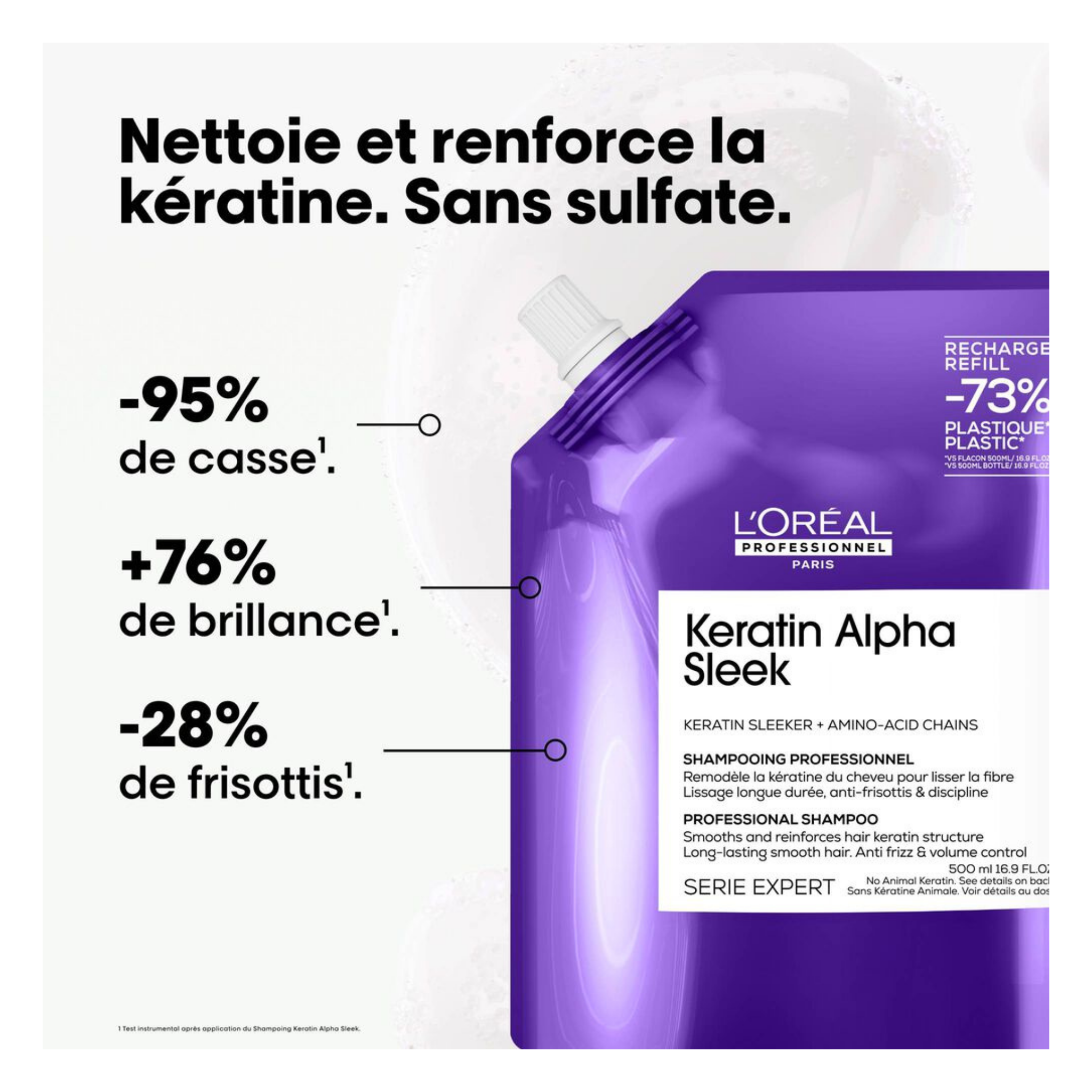 L'Oréal Professionnel - Recharge shampoing professionnel Keratin-alpha shaper + Amino-acid chains- 500 ML L'OREAL PROFESSIONNEL