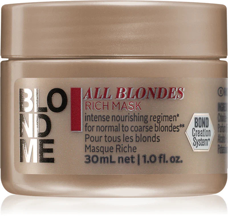 SCHWARZKOPF - BLOND ME - MASQUE RICHE POUR TOUS LES BLONDS - 30ML SCHWARZKOPF