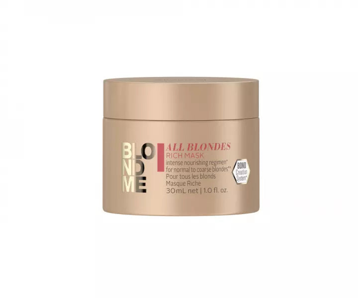 SCHWARZKOPF - BLOND ME - MASQUE RICHE POUR TOUS LES BLONDS - 30ML SCHWARZKOPF