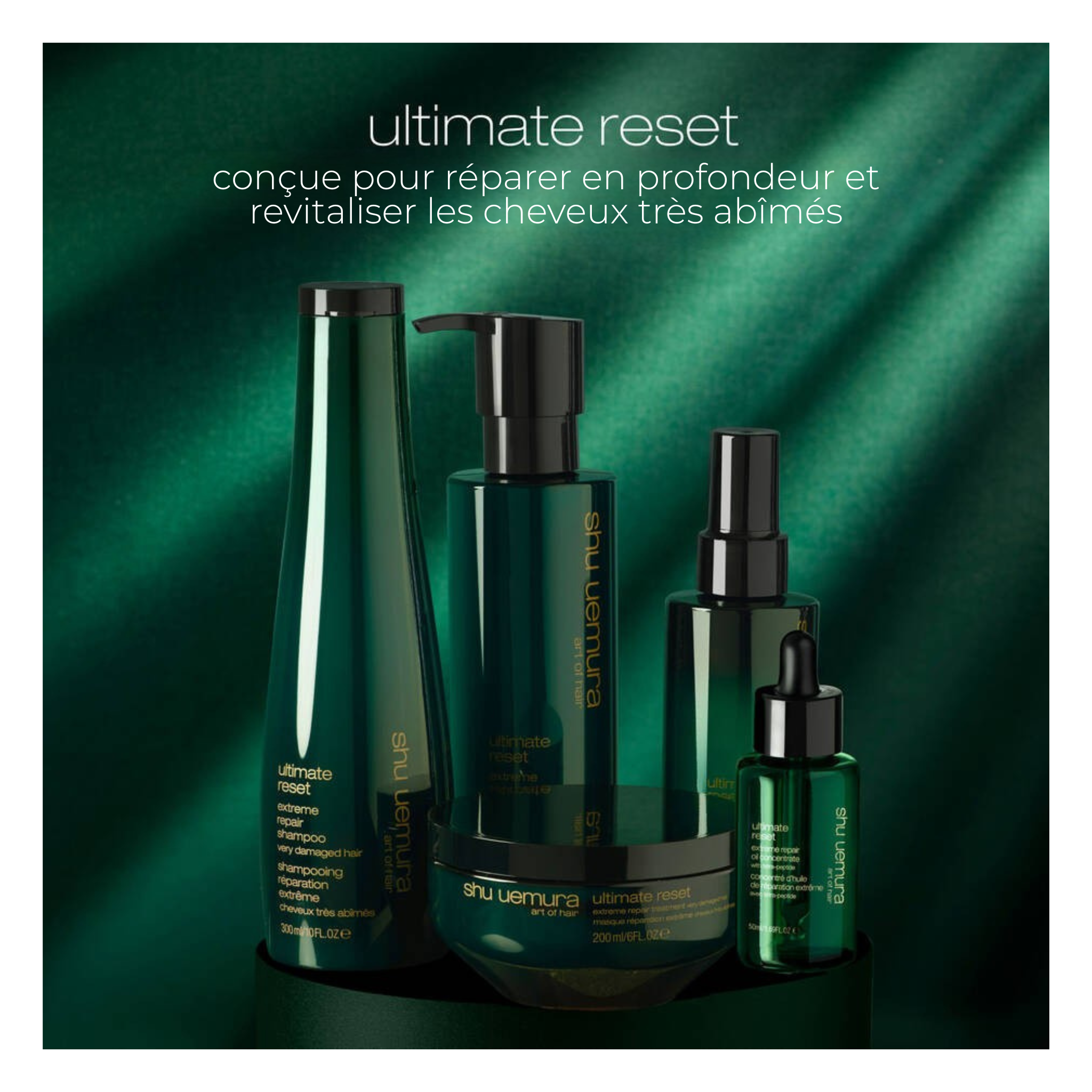 Shu Uemura - Trio Ultimate Reset - Routine soin intensif cheveux abimés