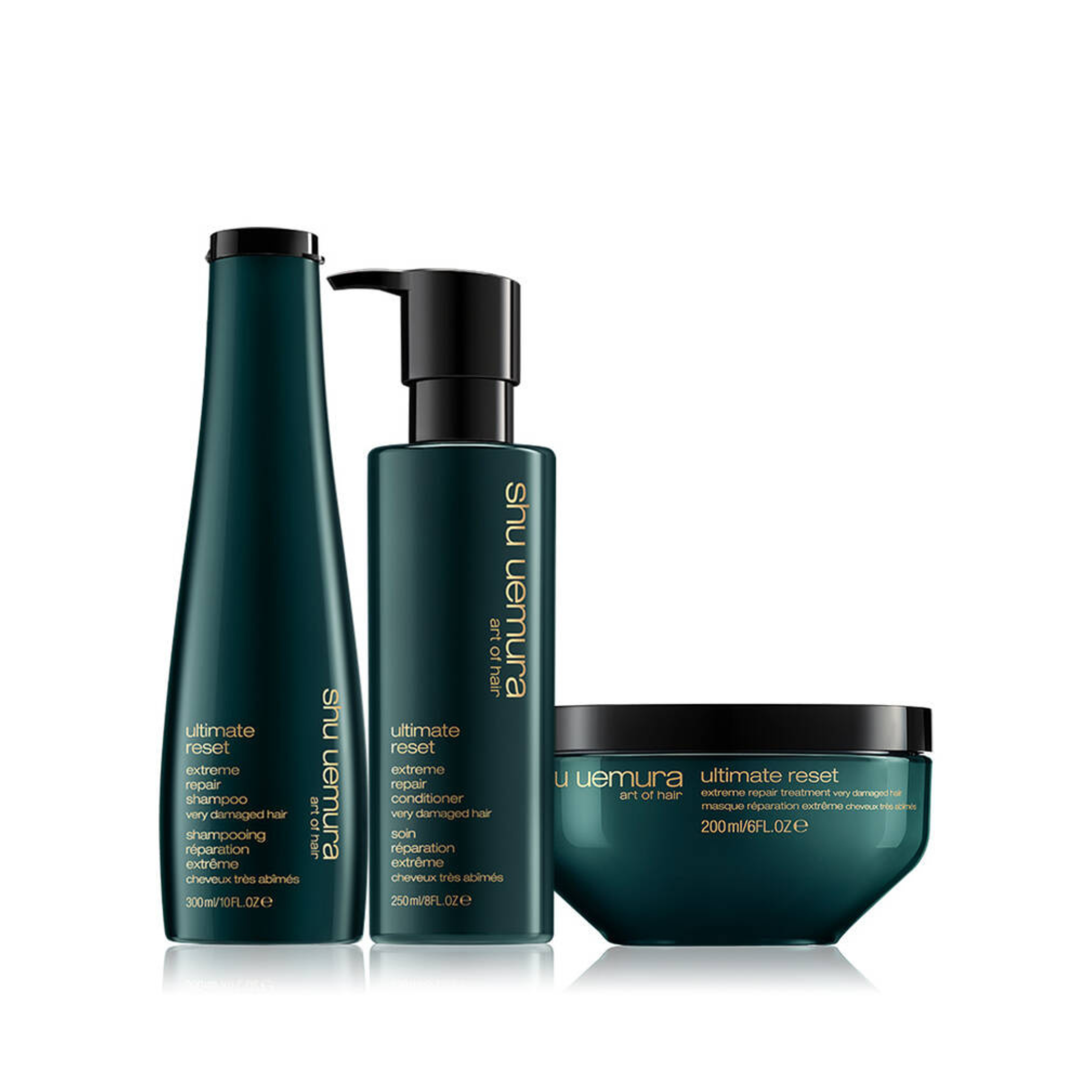 Shu Uemura - Trio Ultimate Reset - Routine soin intensif cheveux abimés