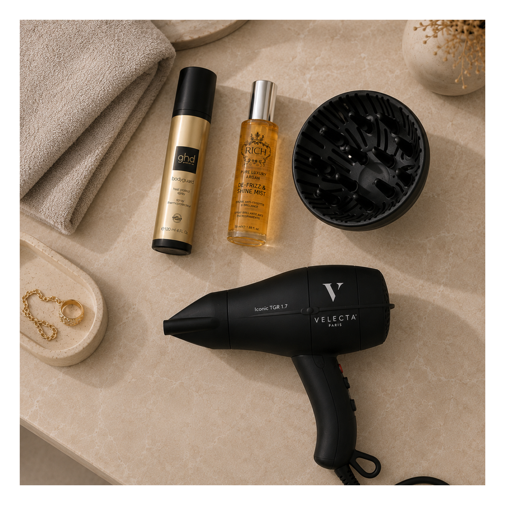 Velecta - Iconic TGR 1.7 - Coffret sèche-cheveux noir + Diffuseur