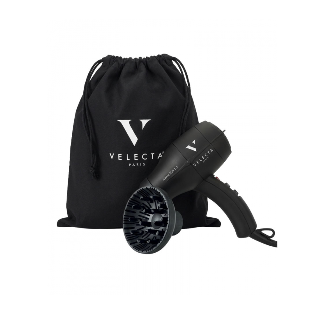 Velecta - Iconic TGR 1.7 - Coffret sèche-cheveux noir + Diffuseur