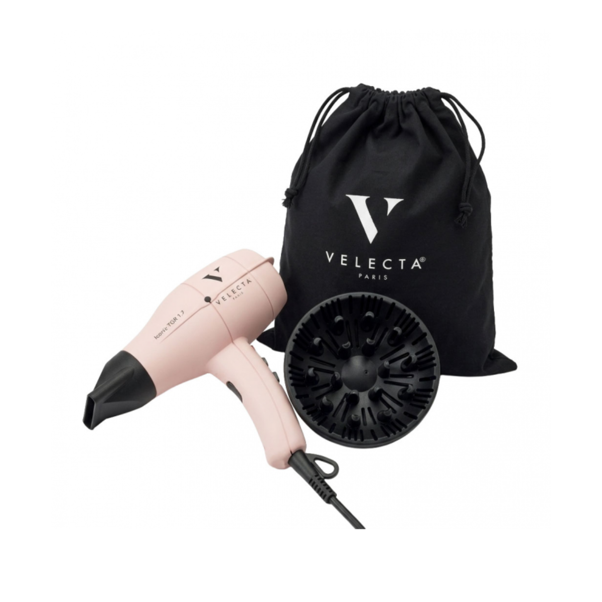 Velecta - Iconic TGR 1.7 - Coffret sèche-cheveux rose poudré + Diffuseur