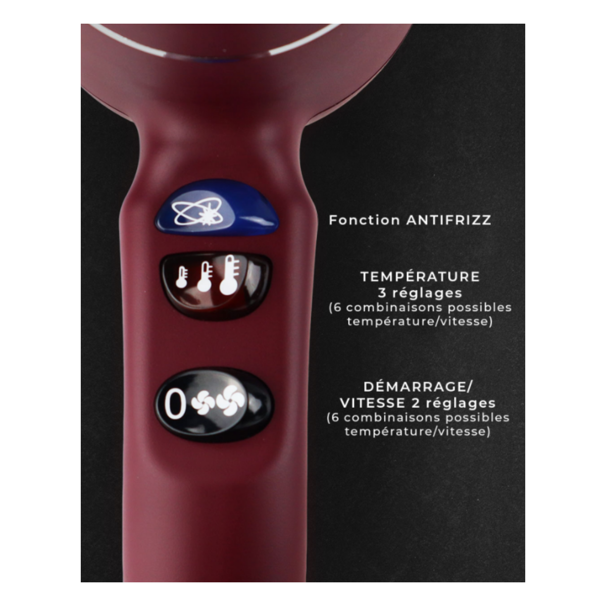 Velecta - Original Silence 1.7i - Coffret sèche-cheveux rouge rubis + Diffuseur