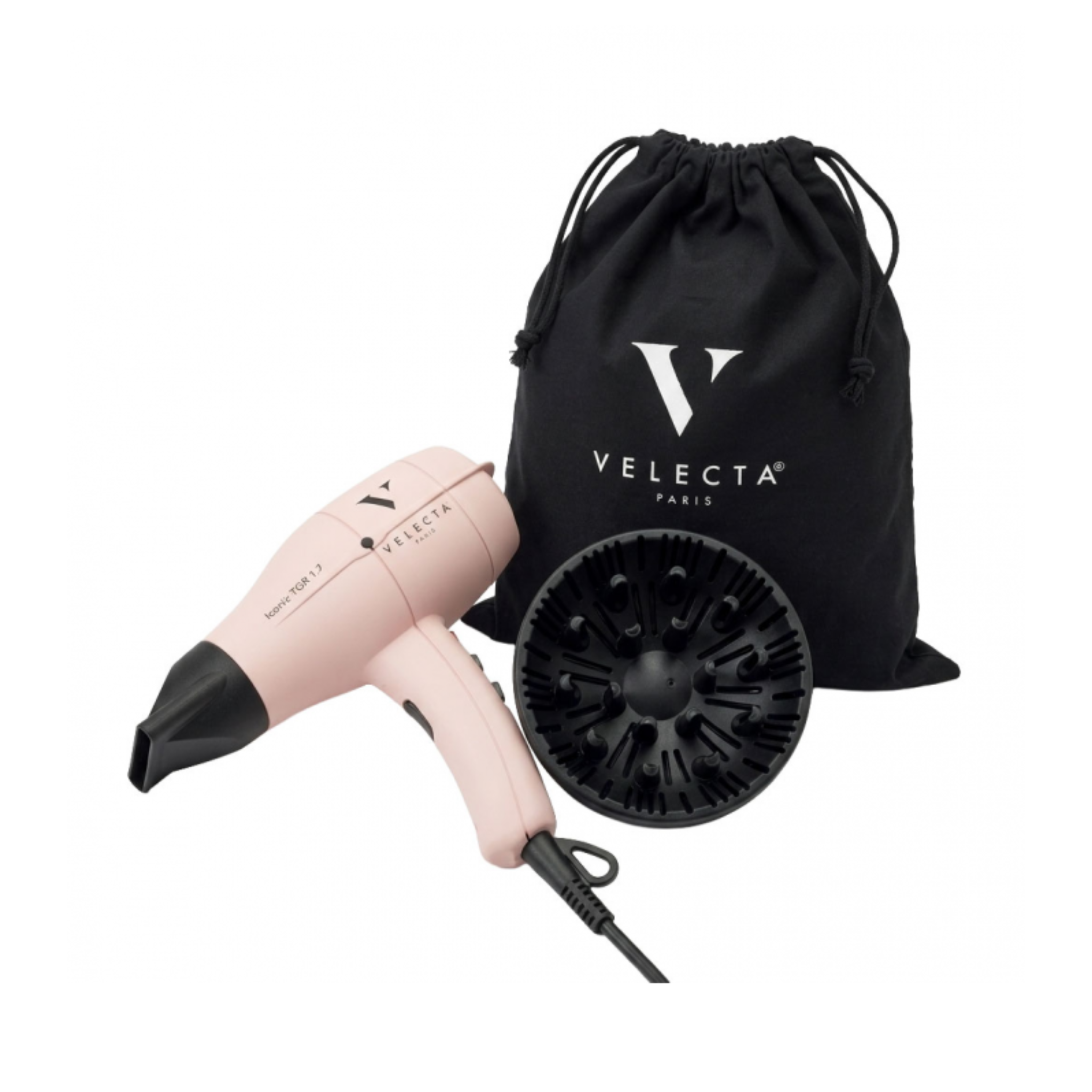 Velecta - Coffret Sèche Cheveux - Iconic 1.7 - Rose Poudré + Diffuseur