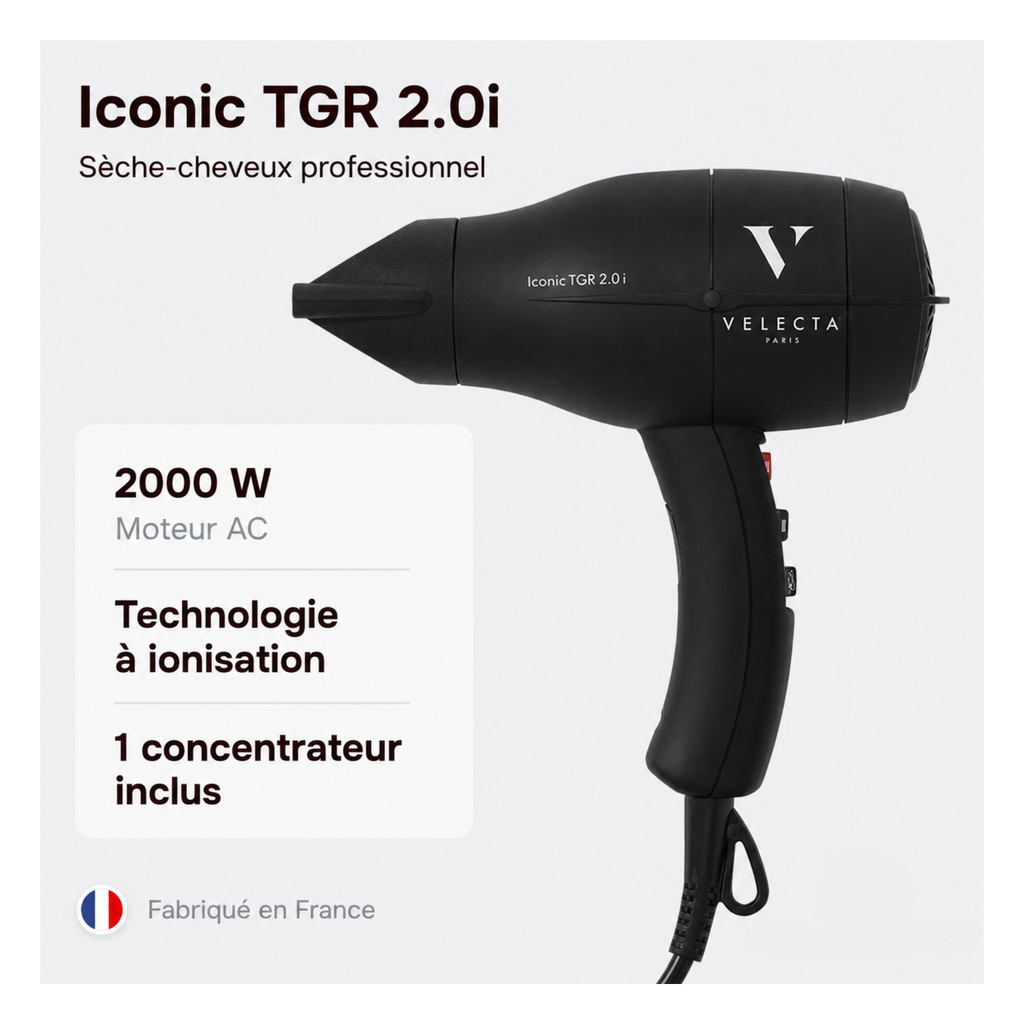 Velecta - Iconic TGR 2.0i - Sèche-cheveux noir intense