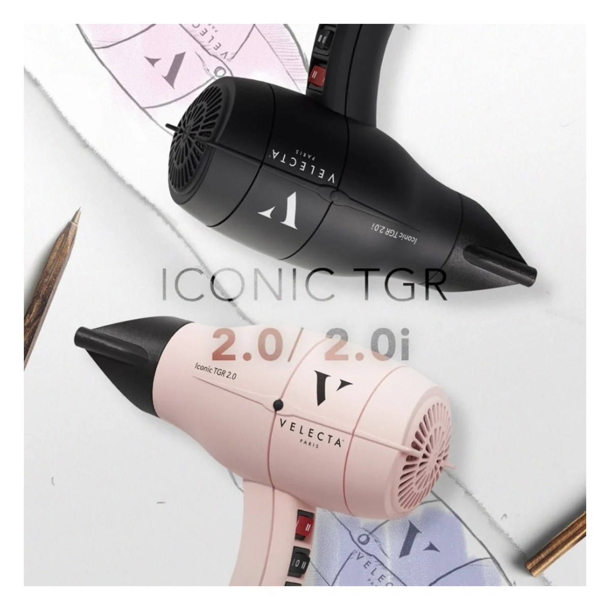 Velecta - Iconic TGR 2.0i - Sèche-cheveux rose poudré